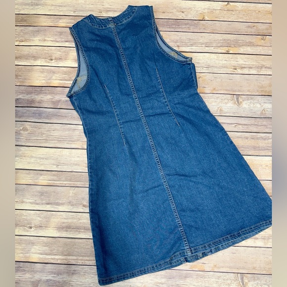 Free People Wandering Star Denim Mini Dress Classic Denim Button-down Size 12 - Picture 3 of 6